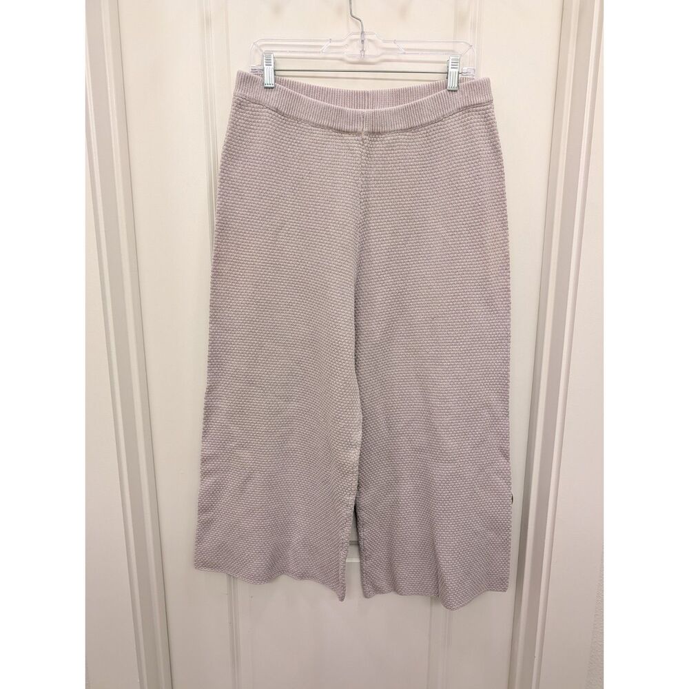 FP Beach Size XL Light Beige Textured Knit Wide Leg Cropped Culotte Pants Pull O